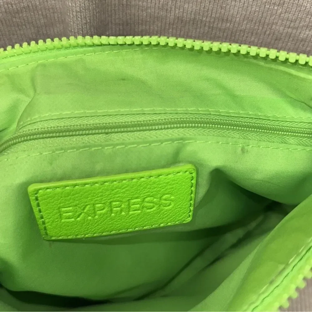 EXPRESS Linen Cotton Bright Neon Watermelon Sequined Tasseled Zip Clutch